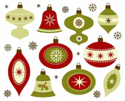 Retro Christmas Decoration Clip Art - New Year Digital Clipart ...