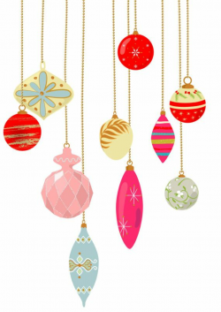10 vintage Christmas ornament clip art, pastel color, retro ...