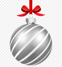 Christmas Black And White - Silver Striped Christmas Ball PNG ...