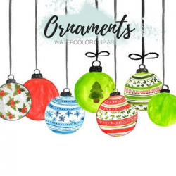 Watercolor Christmas Ornament Clipart