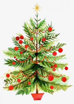 Hand-painted Watercolor Christmas Tree, Watercolor Clipart, Tree ...