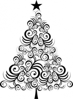 Christmas tree black outline Wall Mural • Pixers® - We live ...