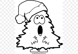 Christmas Tree Santa Claus Black And White Clip Art, PNG ...