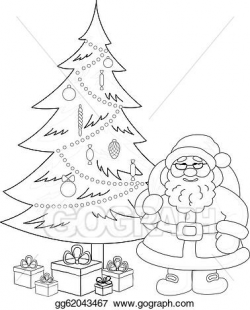 Vector Illustration - Santa claus and christmas tree ...