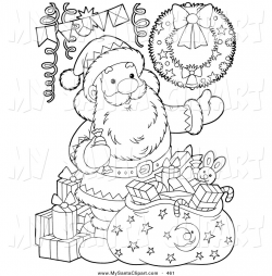 Santa Merry Christmas Clipart Black And White