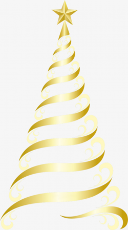 Golden Christmas Tree, Tree Clipart, Five Pointed Star, Golden PNG ...