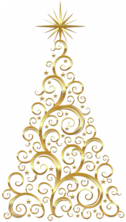 Transparent Gold Deco Christmas Tree Clipart | pergamano | Christmas ...