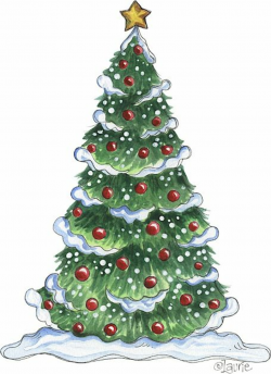 Snow and ornament laden Christmas tree -- by Laurie | Drawings and ...