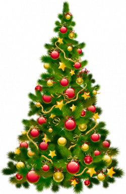 Large Transparent Christmas Tree with Ornaments Clipart | obrazki ...