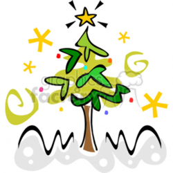 Whimsical Two Toned Green Christmas Tree clipart. Royalty-free clipart #  143368