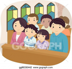 Vector Clipart - Stickman family church. Vector Illustration ...