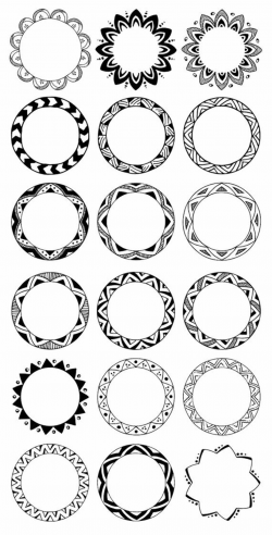 36 Hand Drawn Decorative Round Frames, Circle Borders: Tribal, Boho ...