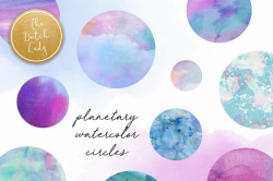 Watercolor Planetary Circle Clipart