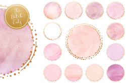 Watercolor Logo Circle Clipart Set - Vsual