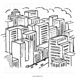 Clipart of a Big City with Lots of Skyscrapers - Black and ...