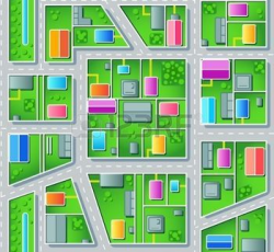 city top view: Seamless city suburb plan with houses, trees ...