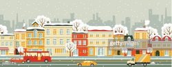 City street seamless winter background in flat style Clipart ...