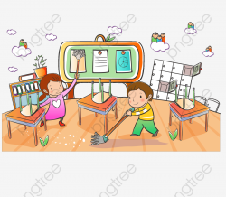 Students Clean The Classroom, Classroom Clipart, Go To School ...