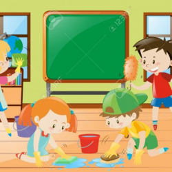 free classroom clipart students cleaning classroom together ...