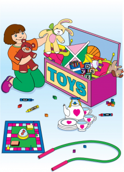 Children Cleaning Up Toys Clipart