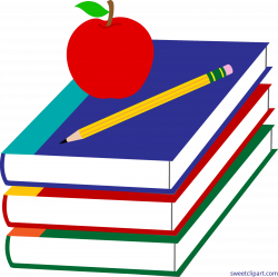 Books Apple and Pencil Clip Art - Sweet Clip Art