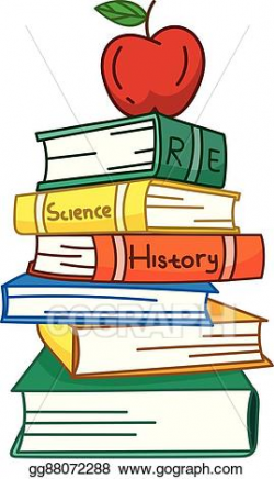Vector Art - Red apple on a pile of books. Clipart Drawing ...