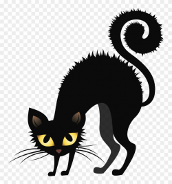Bristling Black Cats - Black Cat Halloween Clipart - Png ...