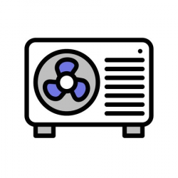 Air conditioner compressor unit vector illustration, filled ...