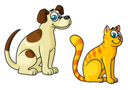 Beige Brown Dog and Orange Striped Cat Clipart