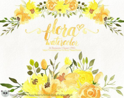 Watercolor Flora 01 Clipart, Flowers Clipart, Flower, Floral, Wreath ...