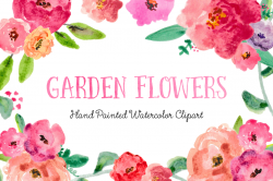 Garden Flowers Watercolor Clipart