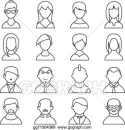 Vector Art - Set of people outline icons. EPS clipart ...