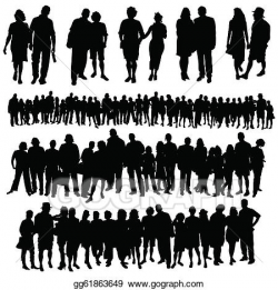 Vector Illustration - Couple and big group of people vector ...