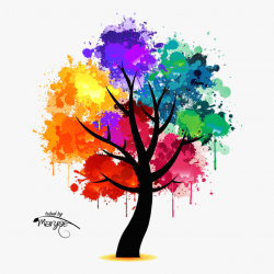 Diversity Clipart - Watercolor Tree Colorful , Transparent ...