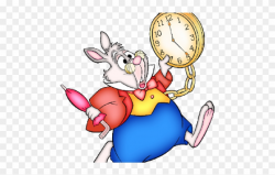 Clock Clipart Alice In Wonderland - Alice In Wonderland And Rabbit ...