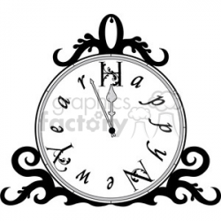 Happy New Year Clock clipart . Royalty-free clipart # 387997