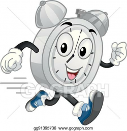 Vector Art - Mascot alarm clock run. EPS clipart gg91395736 - GoGraph