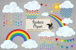 Rainbow Clipart, rainbow sun and clouds, weather clip art