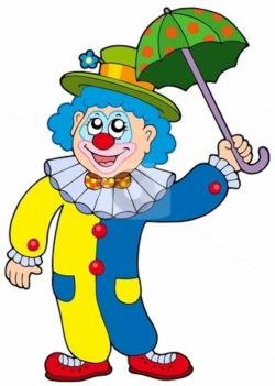 Funny clown holding umbrella stock vector | Art drawings for ...