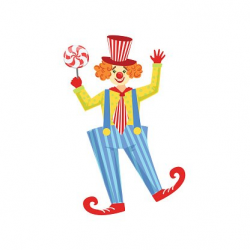 Colorful Friendly Clown With Lollypop In Classic Outfit ...