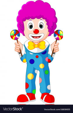 Colorful friendly clown with lollypop vector image