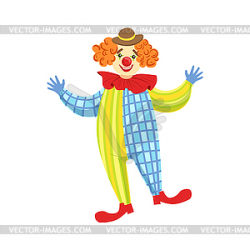 Colorful Friendly Clown In Derby Hat And Classic - vector ...