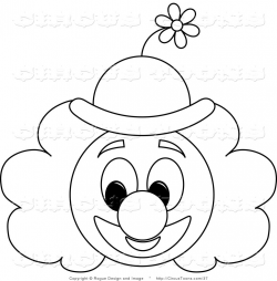 Circus Vector Clipart of a Clown Face Outline by Pams ...