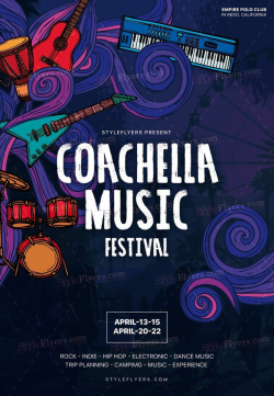 Coachella Music Festival PSD Flyer Template | Coachella ...