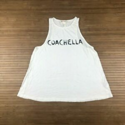 Details about H&M Coachella Tank Top Women’s Size S Small White Black Logo