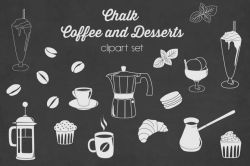 Chalkboard coffee desserts clipart ~ Graphics ~ Creative Market