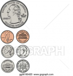 Vector Clipart - Vector quarter dime nickel and penny ...