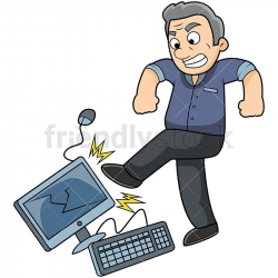 Angry Old Man Kicking Computer | ❤️Computers❤️ | Cartoon people ...