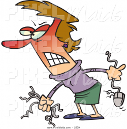 Clipart of a Frustrated Angry Woman Holding Computer Wires and a ...
