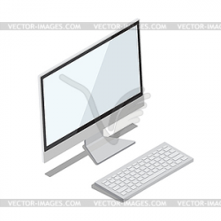 Modern Computer with Big Thin Monitor - vector clipart